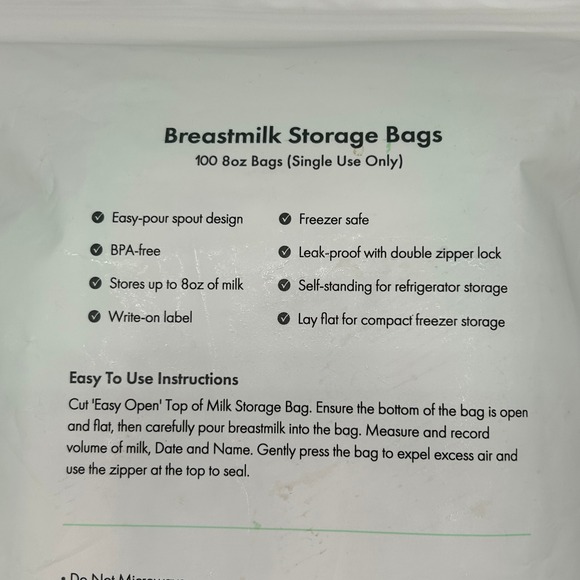 Motif Medical Breastmilk Storage Bags 100 Count 8oz BPA Free Freezer Safe NEW - Picture 7 of 9